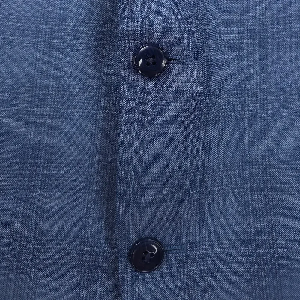 Michael Kors Mens Classic Fit Suit Jacket Blazer 40S Blue Plaid Stretch Wool NWT